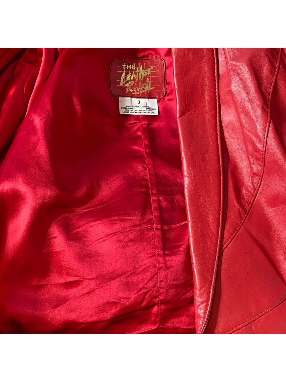 Vintage The Leather Ranch Red Genuine Leather Jacket, Size 3 - Picture 13 of 17